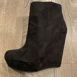 Black Suede Booties / Wedges Size 7.5